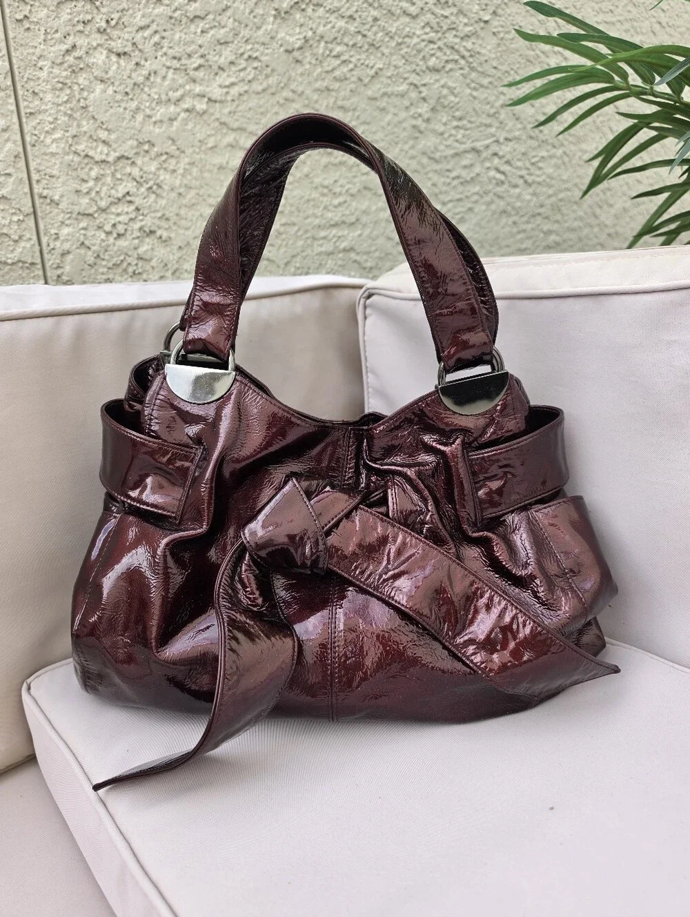 Kooba Patent Leather Elisha Bow Hobo Bag